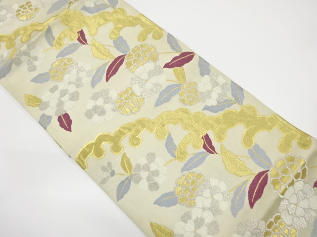 JAPANESE KIMONO / ANTIQUE FUKURO OBI / SILK / WOVEN FLOWER